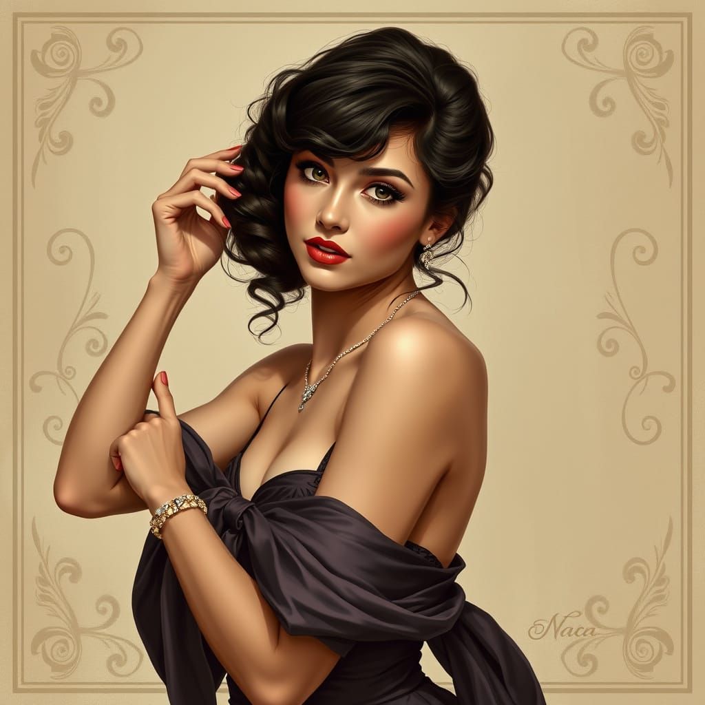 Elegant Lady in Art Nouveau Style