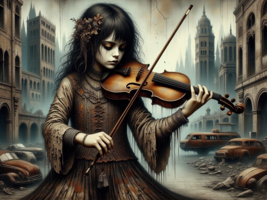 Dark Fantasy Violinist in Jean Baptiste Monge Style