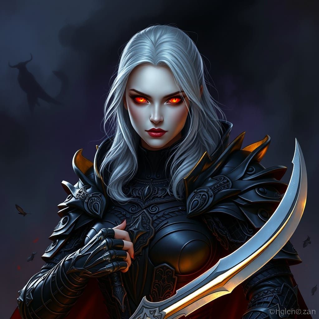 Mystical Vampire Warrior in Elegant Black Armor