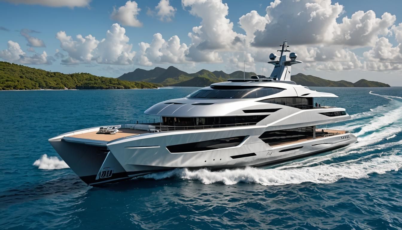 Futuristic Hydrofoil Cruise Ship in the Caribbean