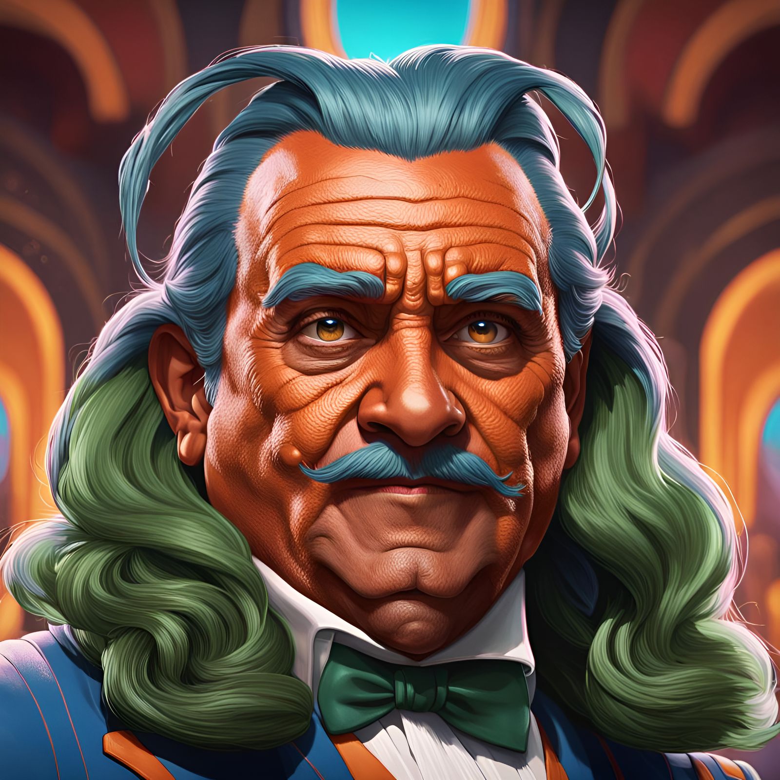 Detailed Oompa Loompa Portrait in Digital Art Style