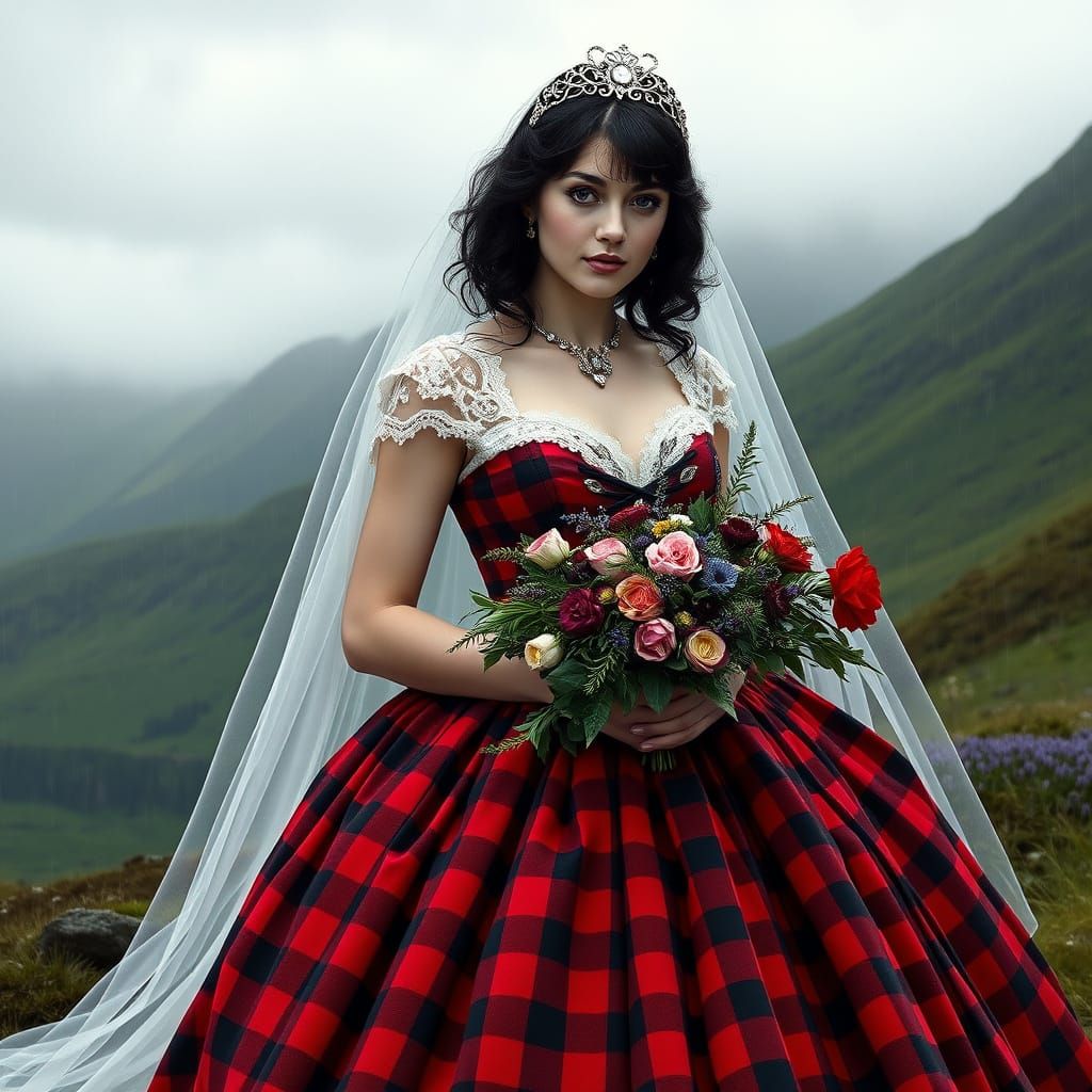 Victorian Scottish Bride in Whimsical Highland Landscape