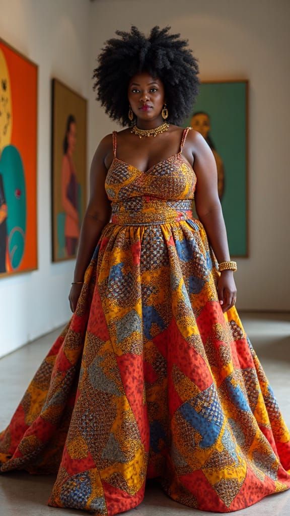 Plus-Size Black Woman on Vogue Cover in Art Gallery