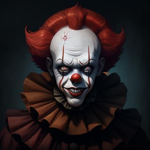 Creepy Clown with Spiders: Detailed Digital Art