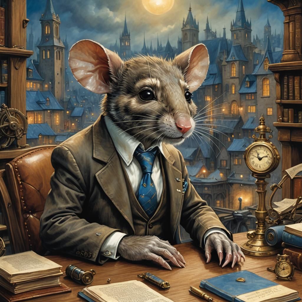Mouse Executive in Whimsical Fantasy Style