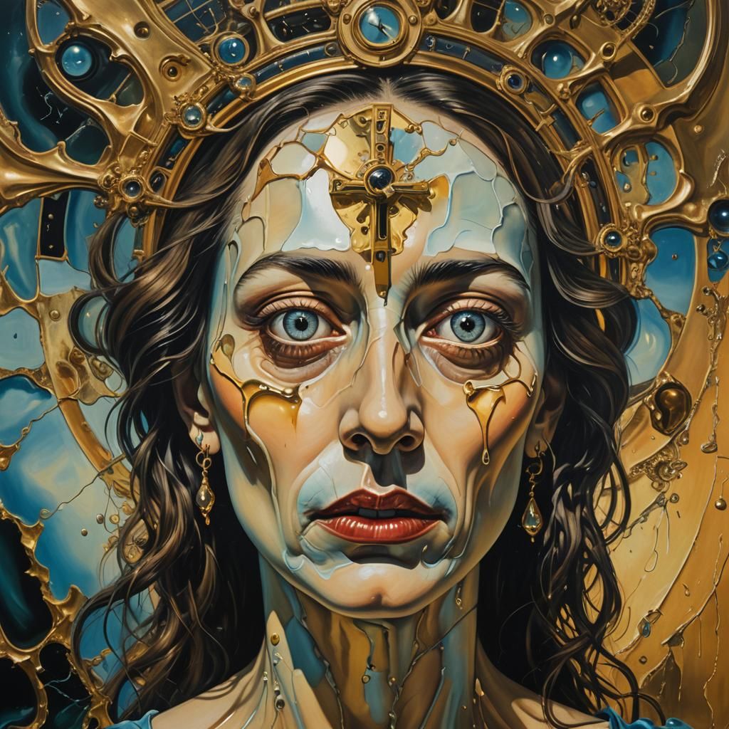 Surreal Portrait of Cross Eyed Mary in Oil