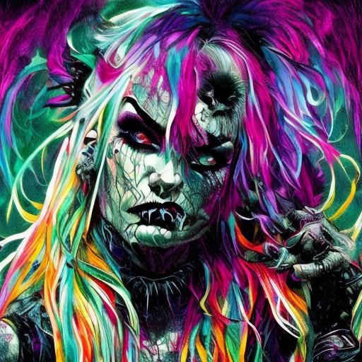 Gothic Punk Demon Portrait with Vodka