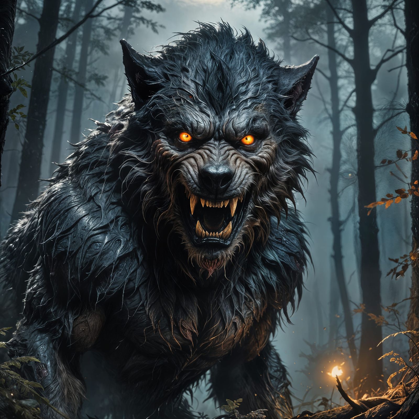 Realistic and Scary Werewolf Face in 4K