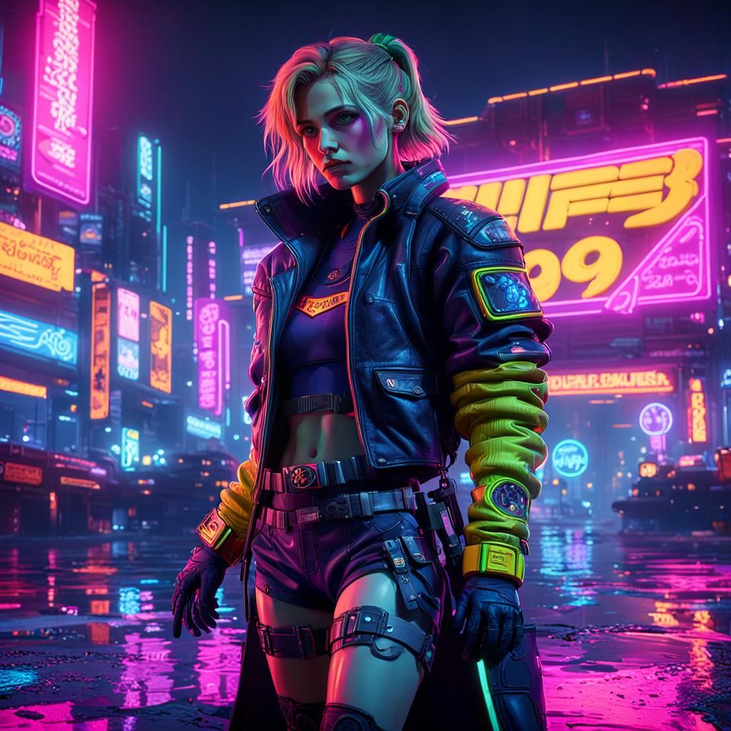 Princess Peach in Cyberpunk 2099 Style