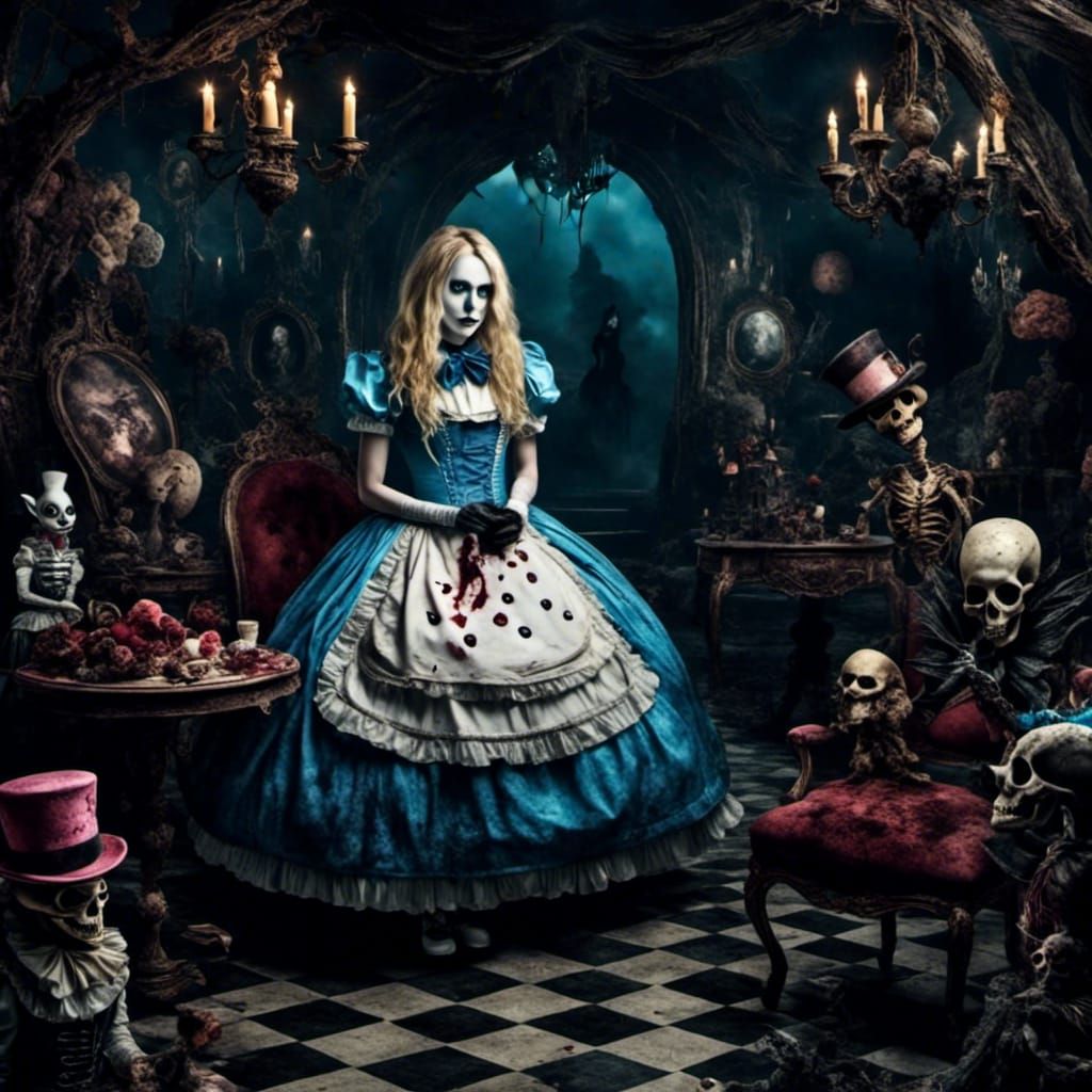 <lora:Horrifying:1.0> Alice in a Dark Wonderland