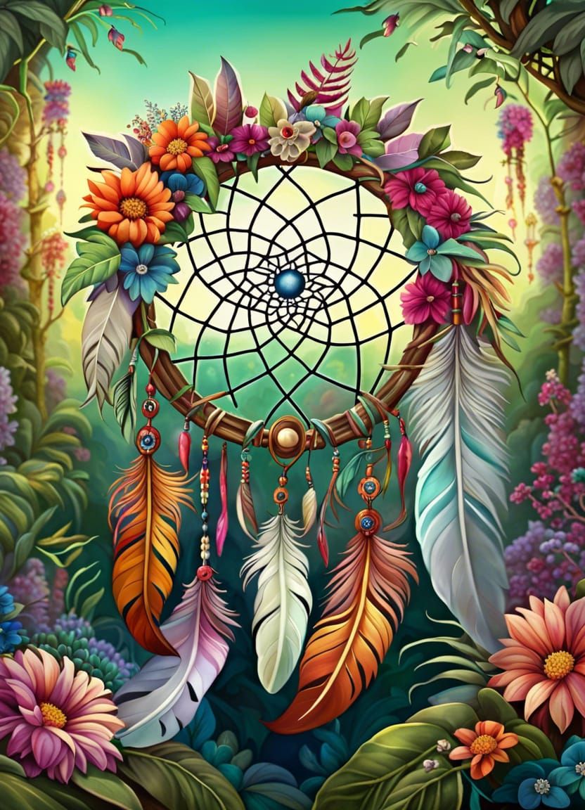 Ethereal Dreamcatcher in Fantasy Garden Concept Art