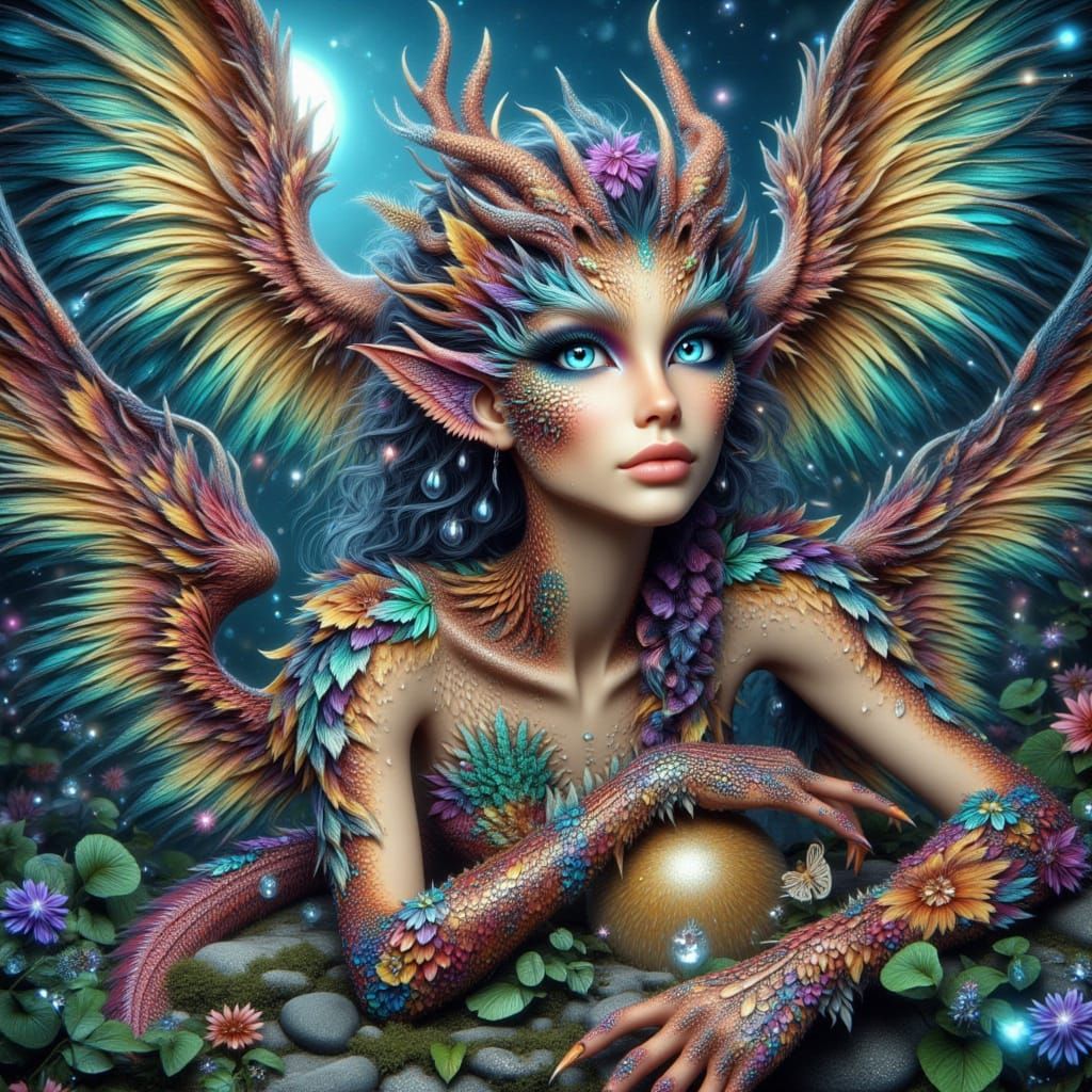 Hybrid Winged Creatures with Fur, Scales, and Gems