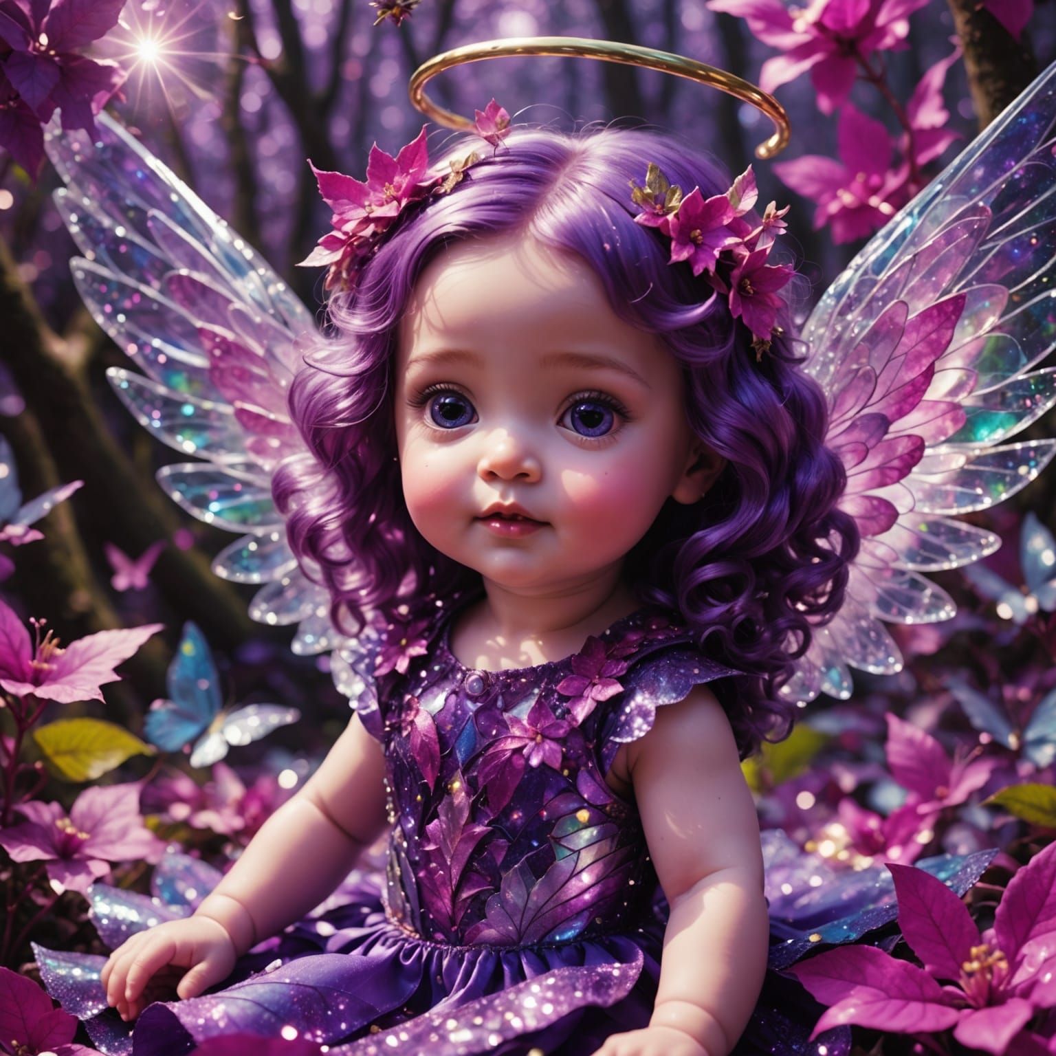 Chibi Angel in Candy Land Meadow Digital Art