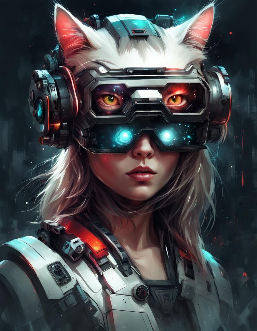 Cyborg Cat Pet Robot, Digital Art