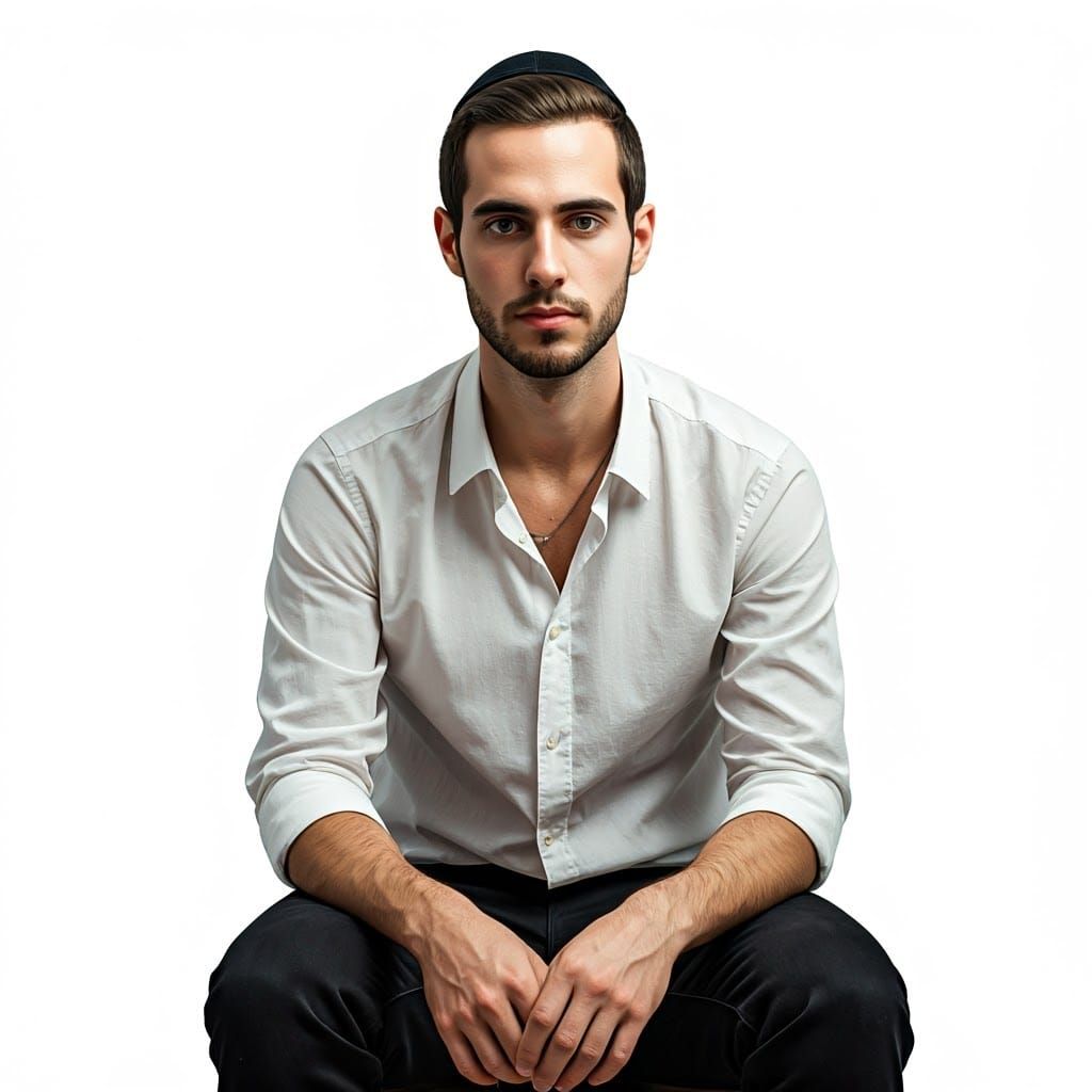 Young Man with Elegant, Modern Style in a Clean Background