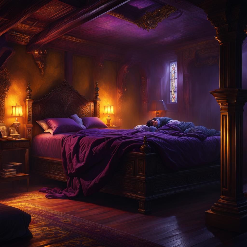 Sinister Satan Hiding Under Bed: Dark Fantasy Art