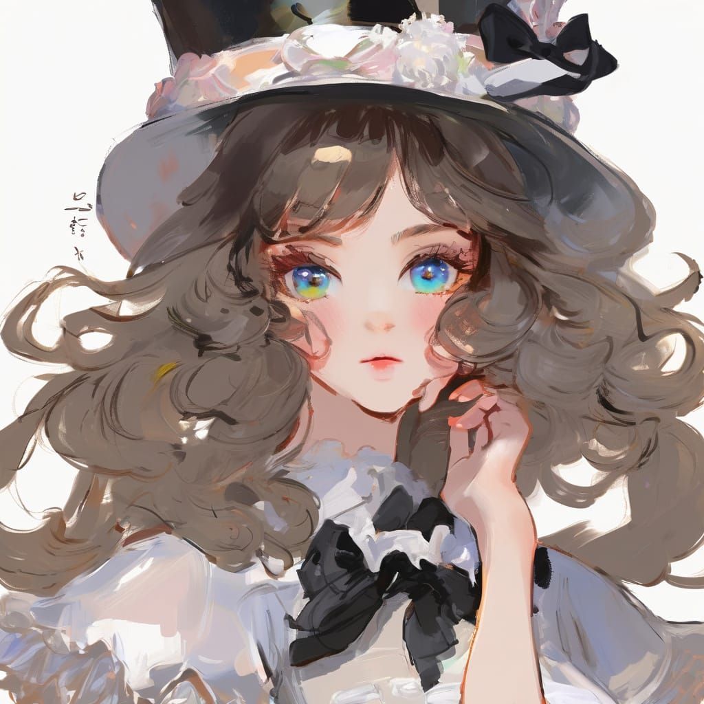 Impressionist Poofier Dress with Gestural Oil Strokes