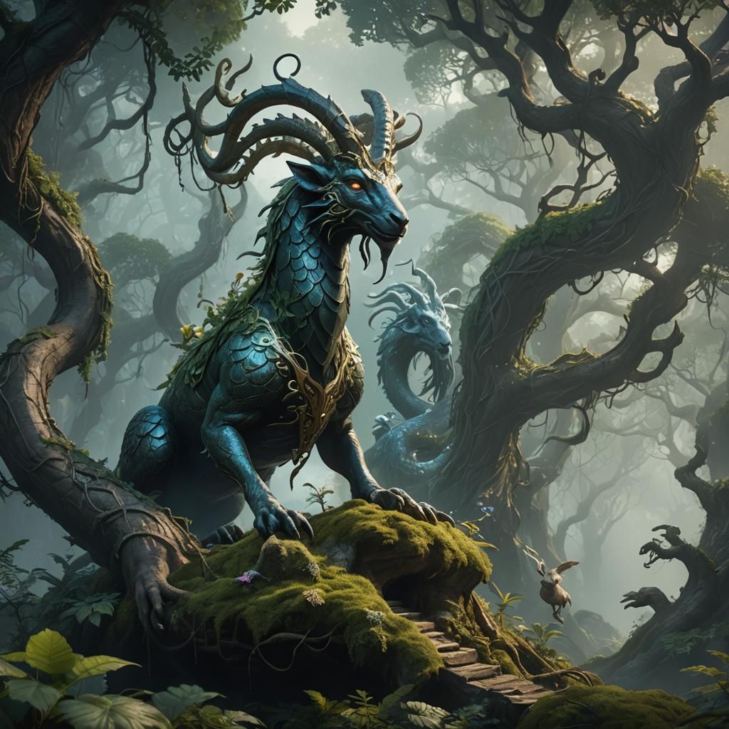 Ironscale Hydra with Goat and Rabbit Features