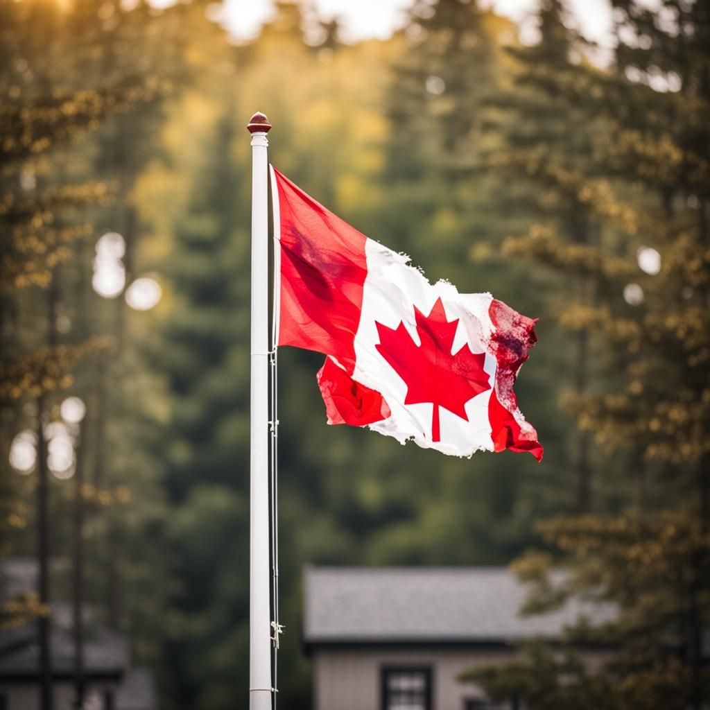 Tattered Canadian Flag in Natural Light