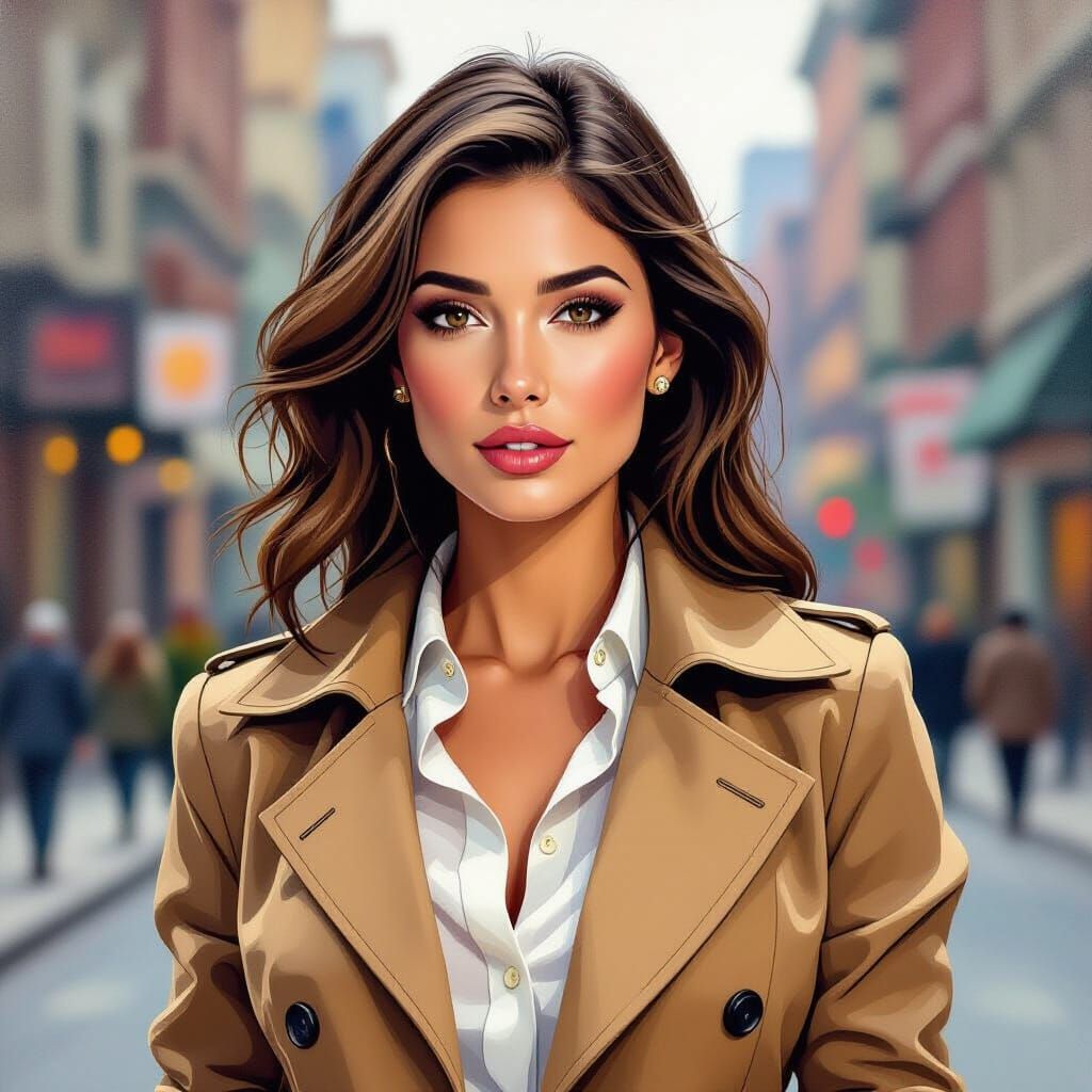 Detailed Gouache Painting of FBI Agent