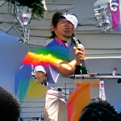 Keiji Shinogi Celebrates at Gay Pride Event
