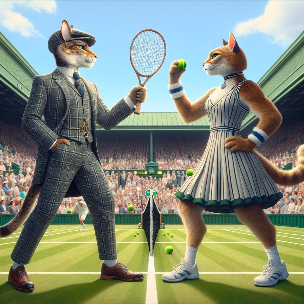 Anthropomorphic Cats Compete at Wimbledon in Photorealistic ...