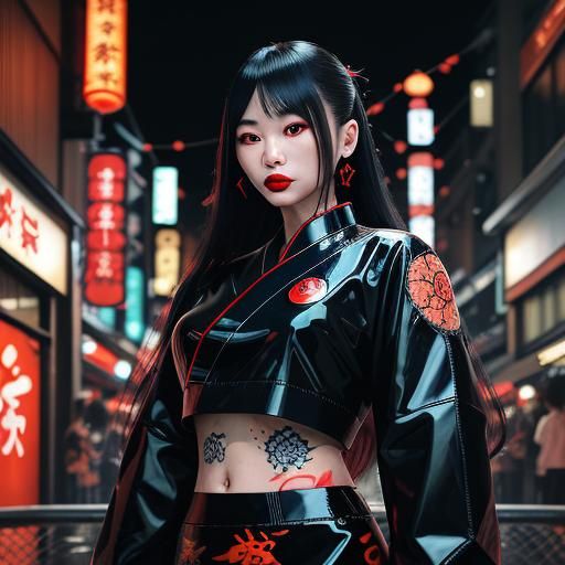 Oni Woman on Hibiya Street in Greg Rutkowski Style