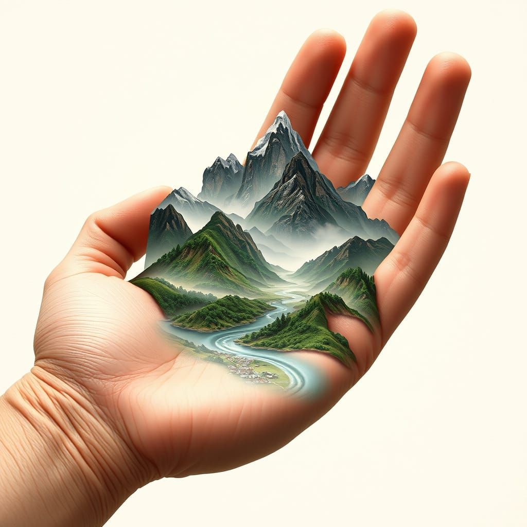 Ethereal Landscape in a Gentle Hand