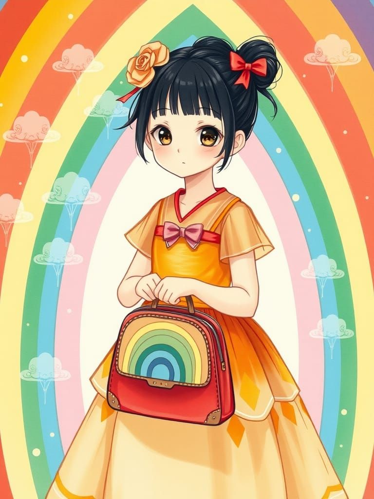 Rainbow Girl in Dreamy Kawaii Style
