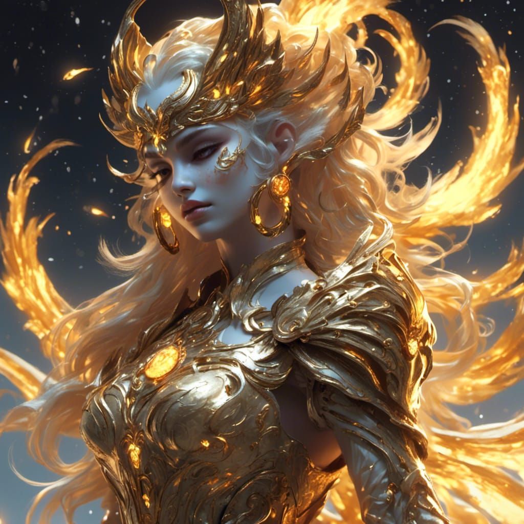 Ethereal Portrait: Golden Eyes in Dreamscape