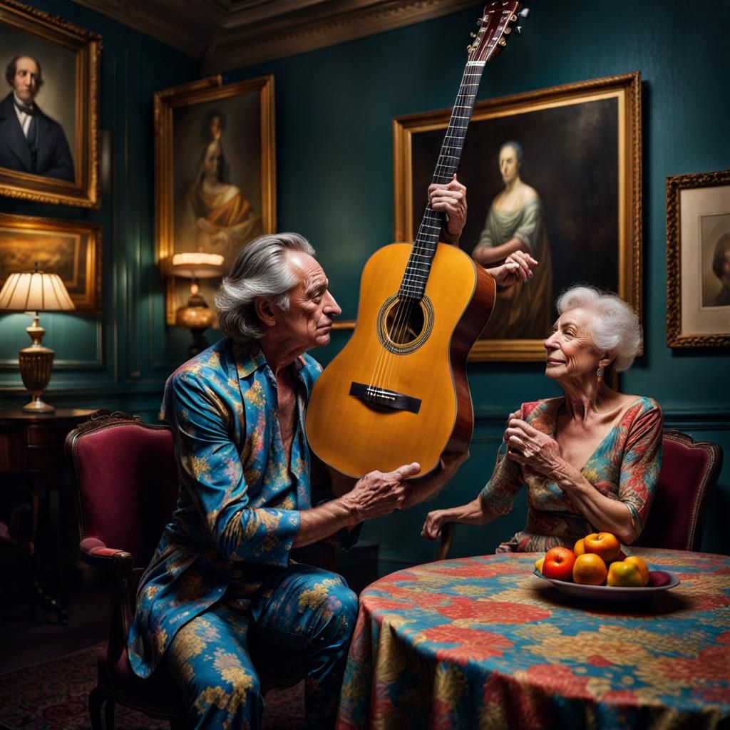 Emotional Party with Bizarre Creatures: Photorealistic Photo...