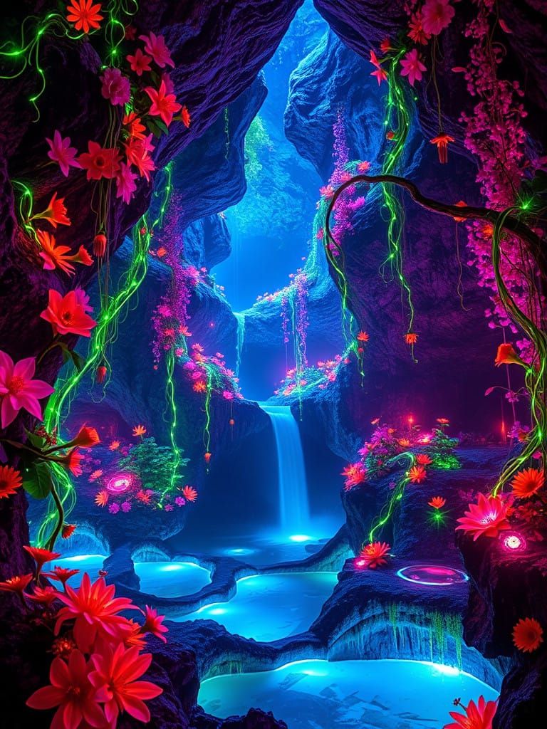 Rainbow Flower Caverns in Otherworldly Glow