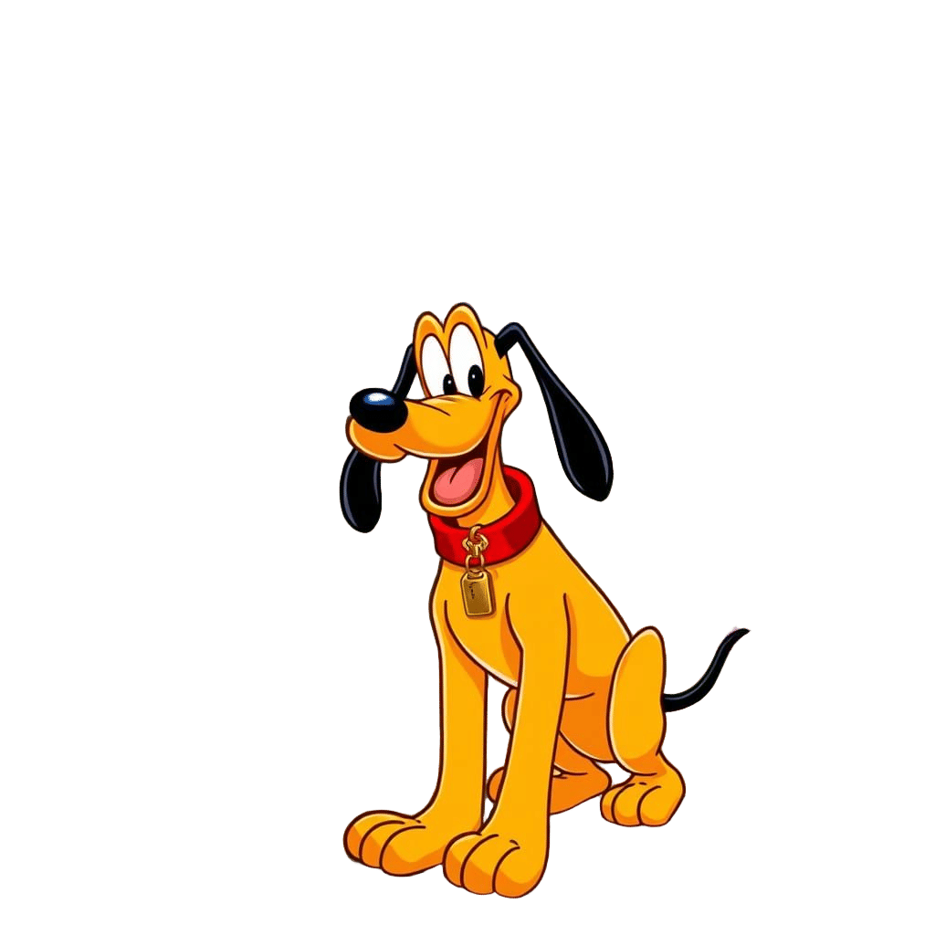 Disney-Style Pluto in Vibrant Cartoon Forest