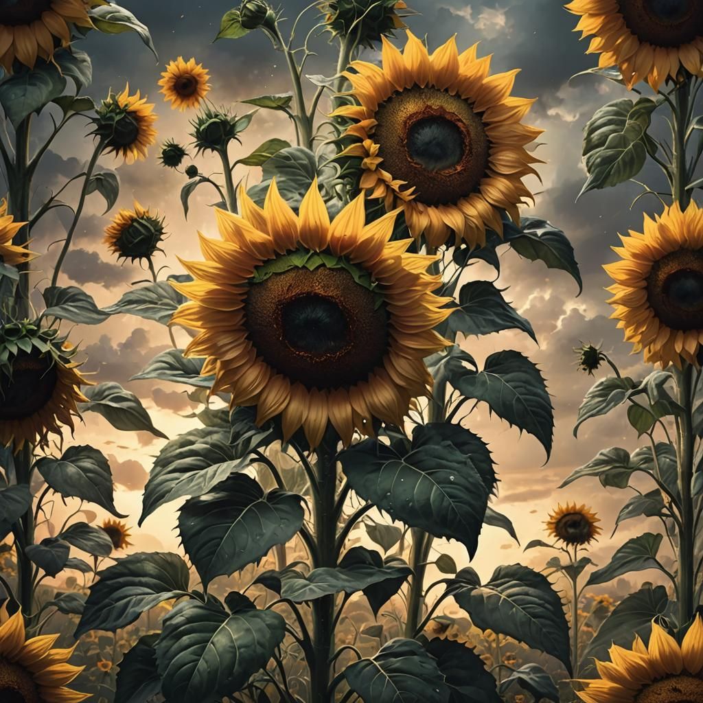 Epic Sunflower: A Maximalist Digital Painting