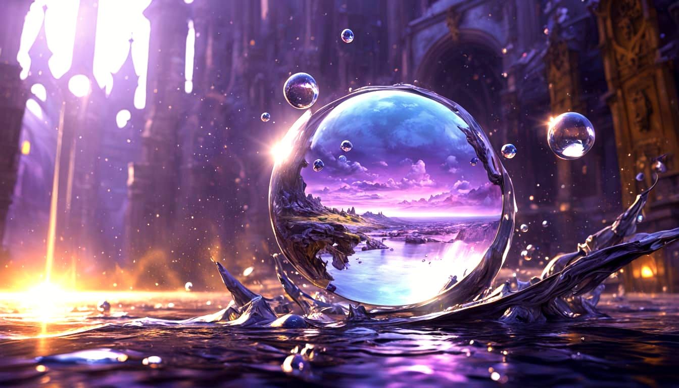 Refracted Light Through Water Prism, Digital Art