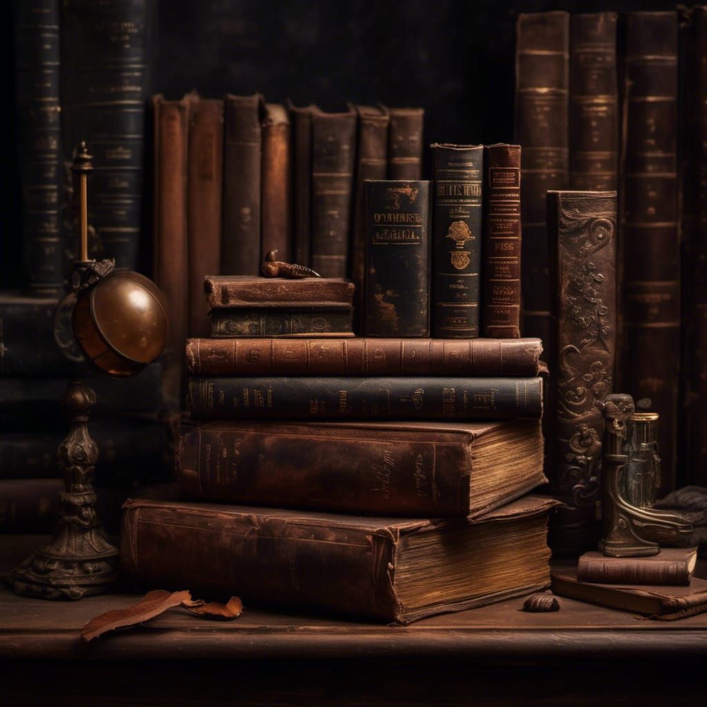 Vintage Books Stack in Dark Academia Style