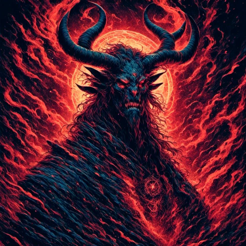 Minotaur Demon Lord in Anime Glitch Style