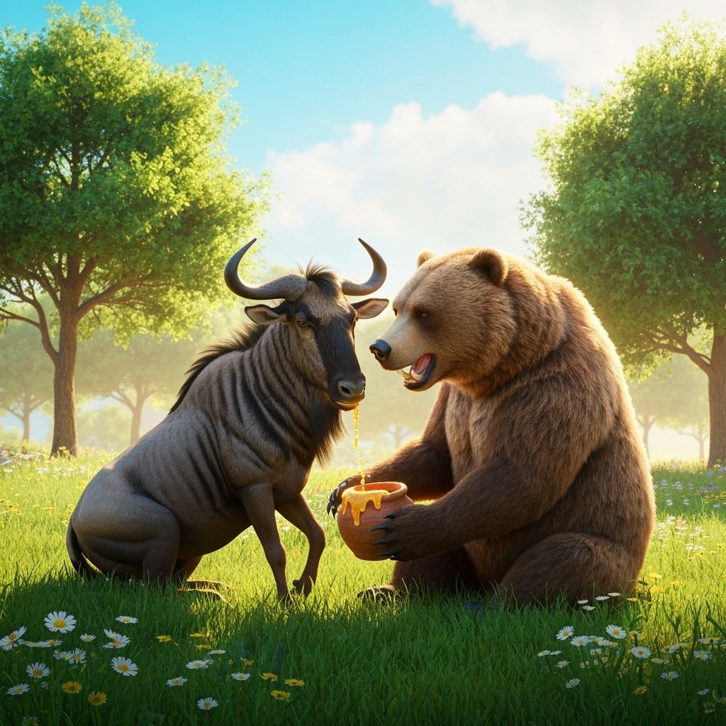 Wildebeest & Grizzly Bear Share Honey in Yellowstone