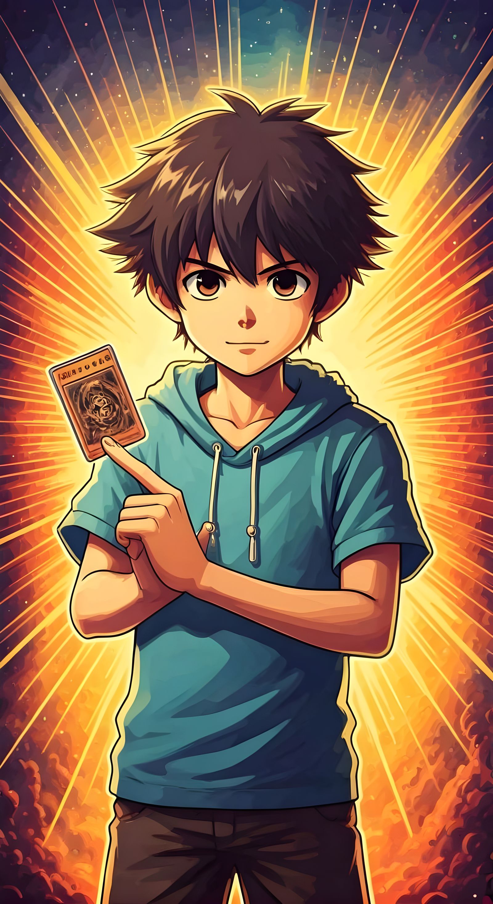 Boy with Card in Takashi Murakami Style