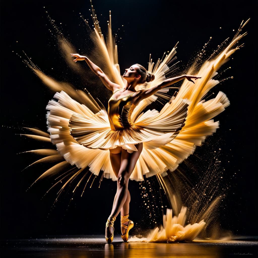Golden Ballerina in Explosive Motion