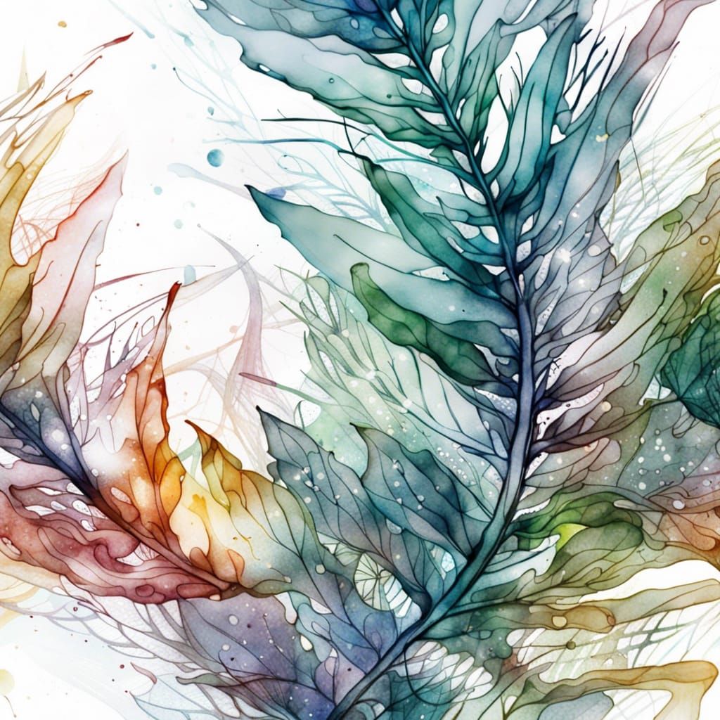 Watercolor Macrophotography of Plant with Abstract Details