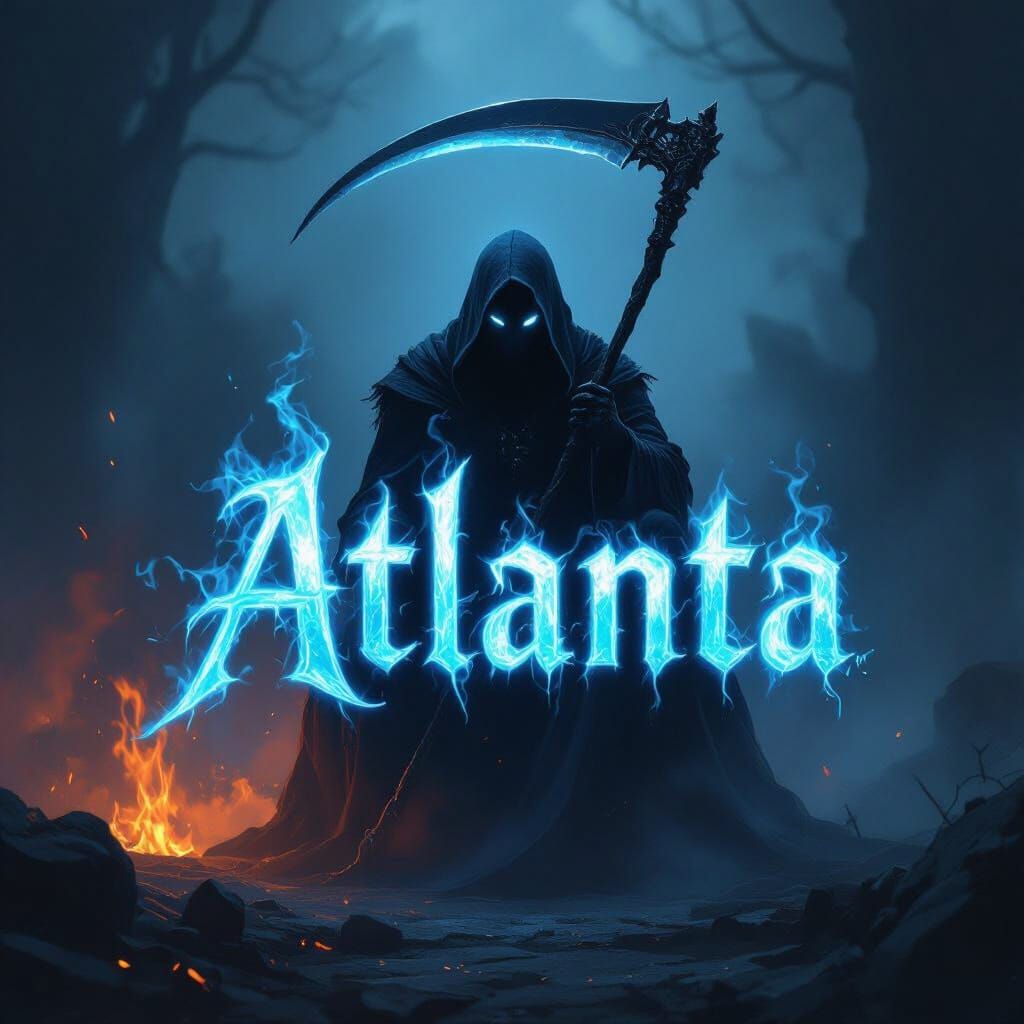 Glowing Blue Fire Atlanta with Reaper Character