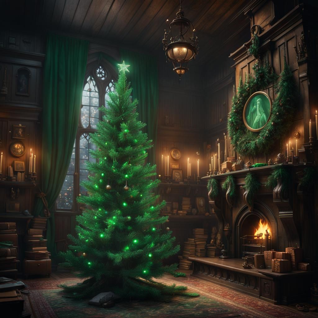 Hogwarts Slytherin Common Room Christmas Tree