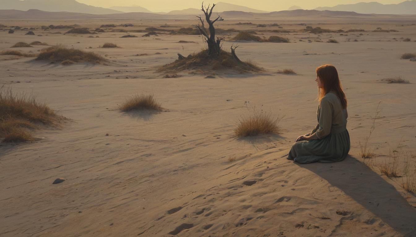 Serene Desert Woman in Soft Surrealism