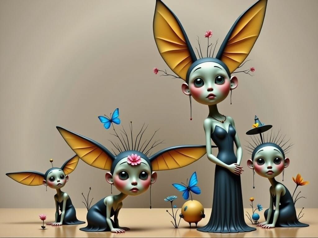 Dreamlike Family Scene in Whimsical Futuristic Style