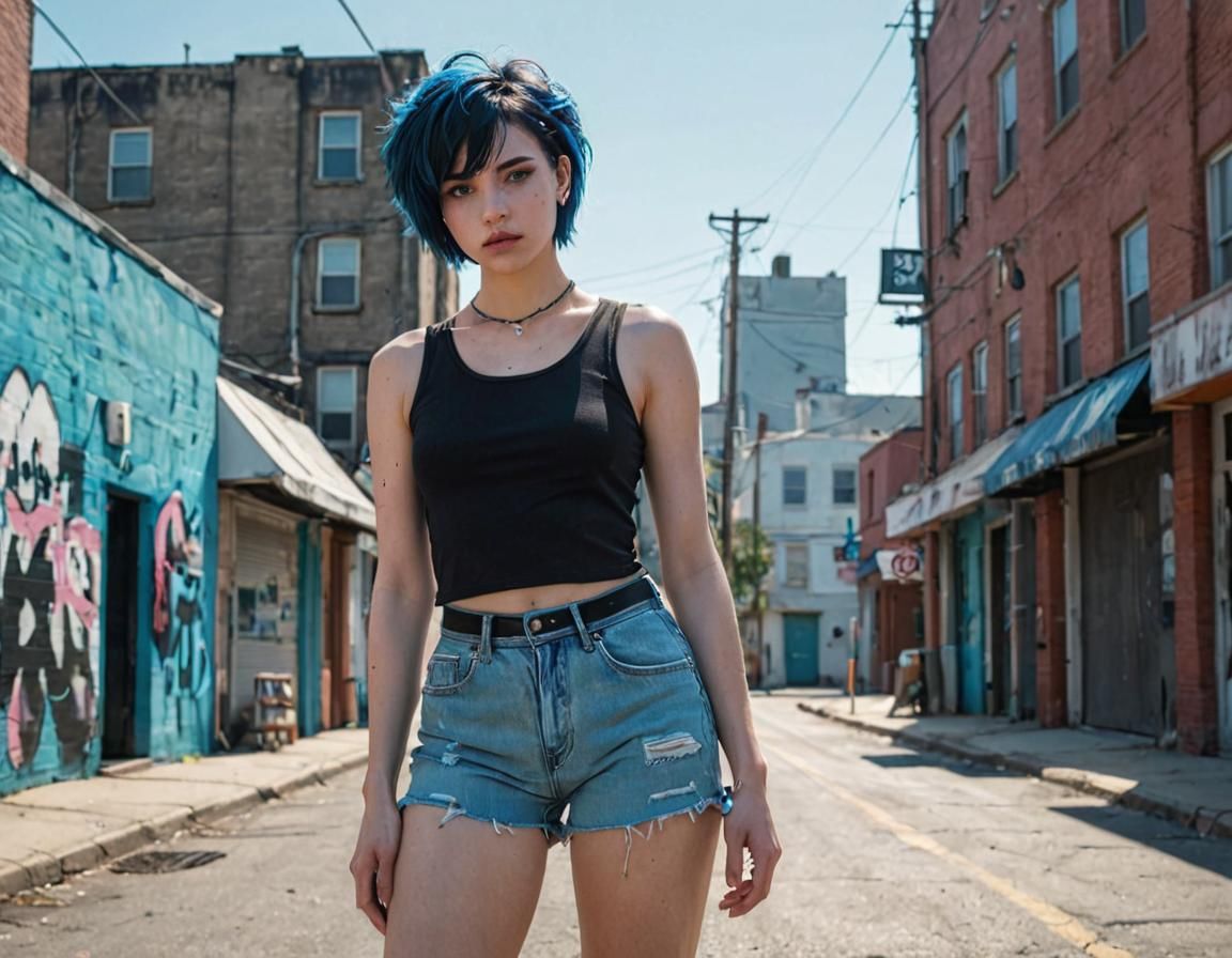 Goth Tomboy in Town: Cel Animation Style