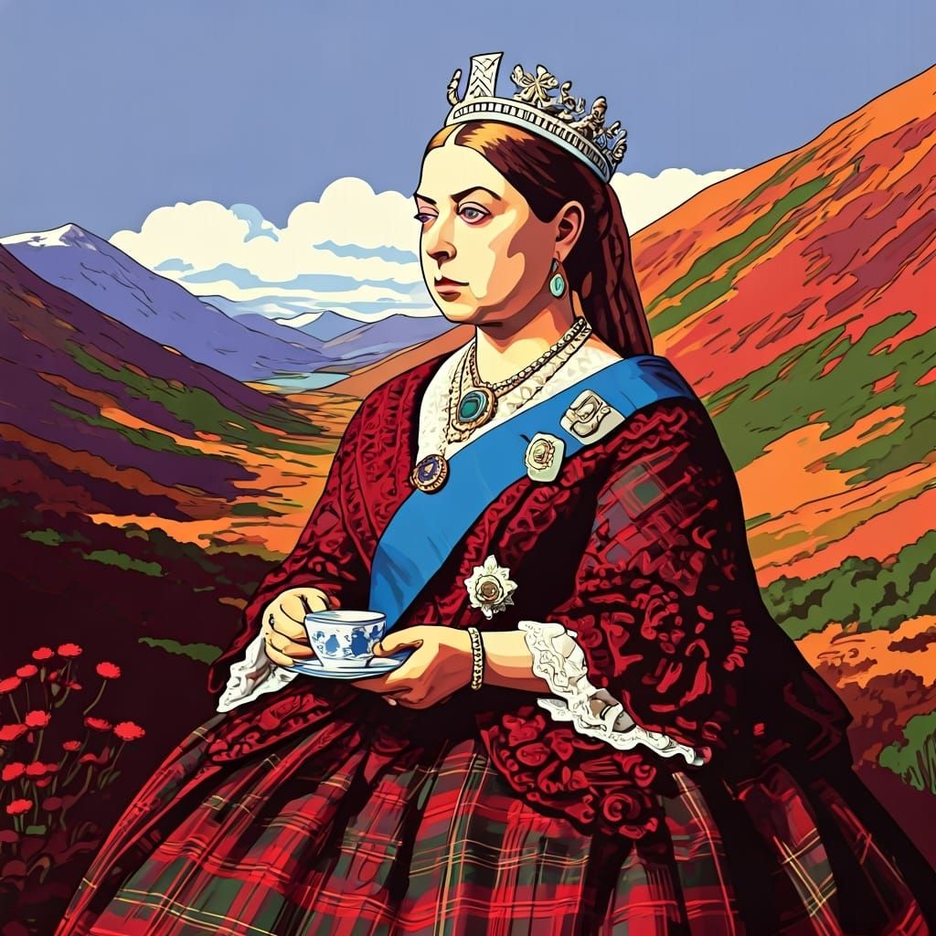 Pop Art Painting, Andy Warhol, Queen Victoria, tea, Scottish Highlands.