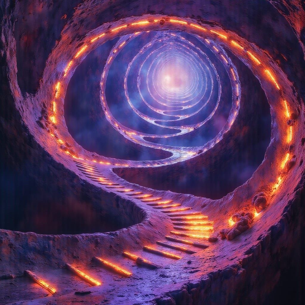 Futuristic Footsteps Descending in Impossible Geometry