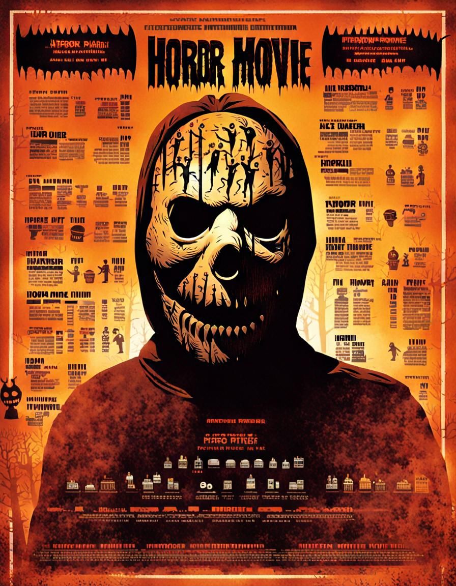 Vintage Horror Movie Poster with Jack-o'-Lantern