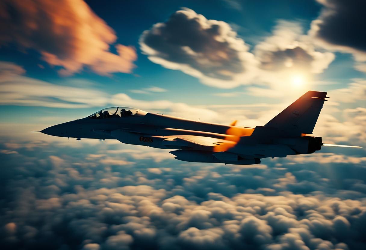 Night Fighter Jet in Dramatic Aerial Scene